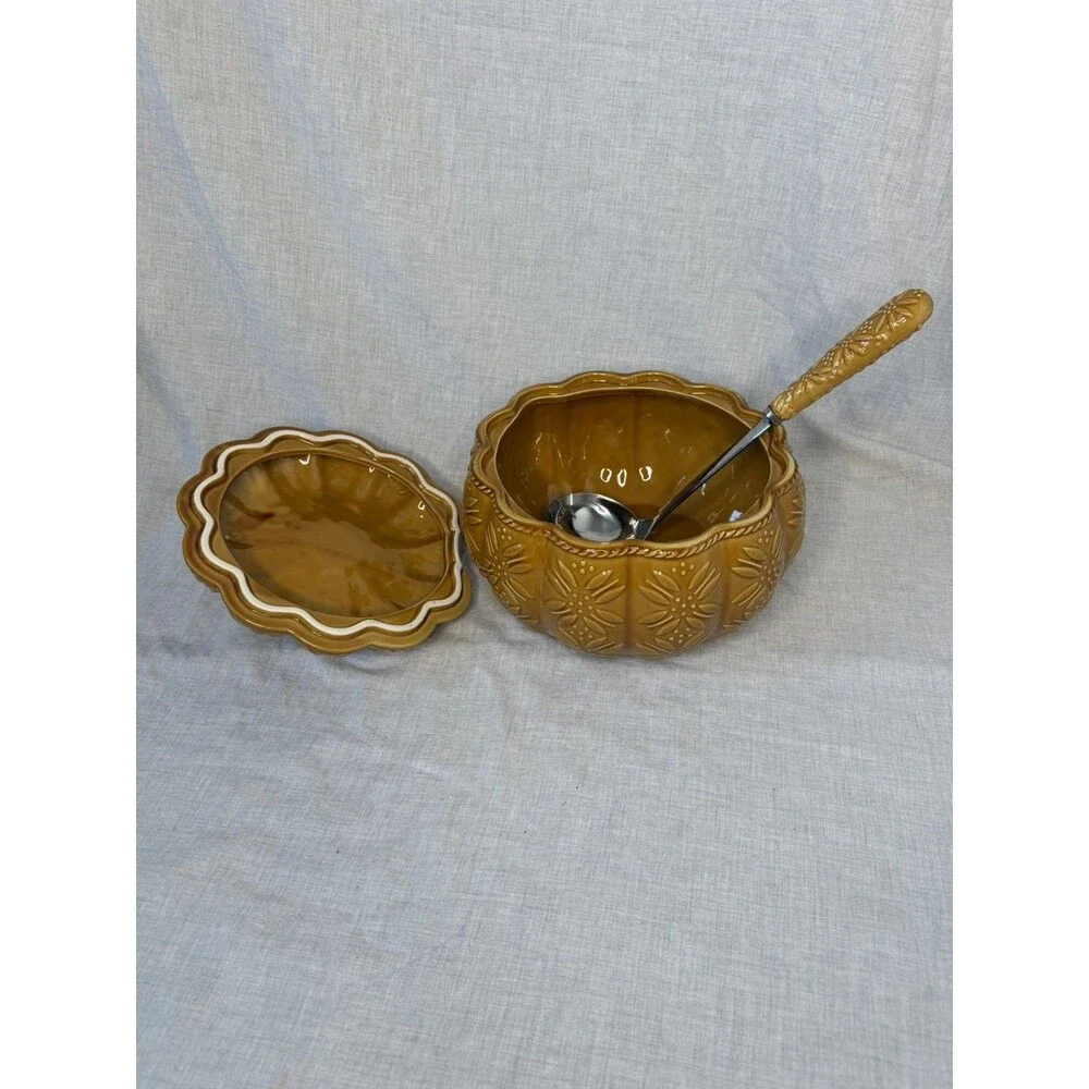 Temp-tations Floral Lace Pumpkin Tureen With Ladle fall soup